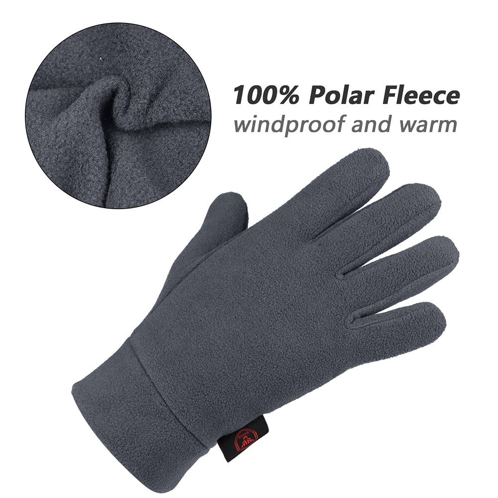 OZERO Polar Fleece Warm Gloves Winter Outdoor Sports- Gray M