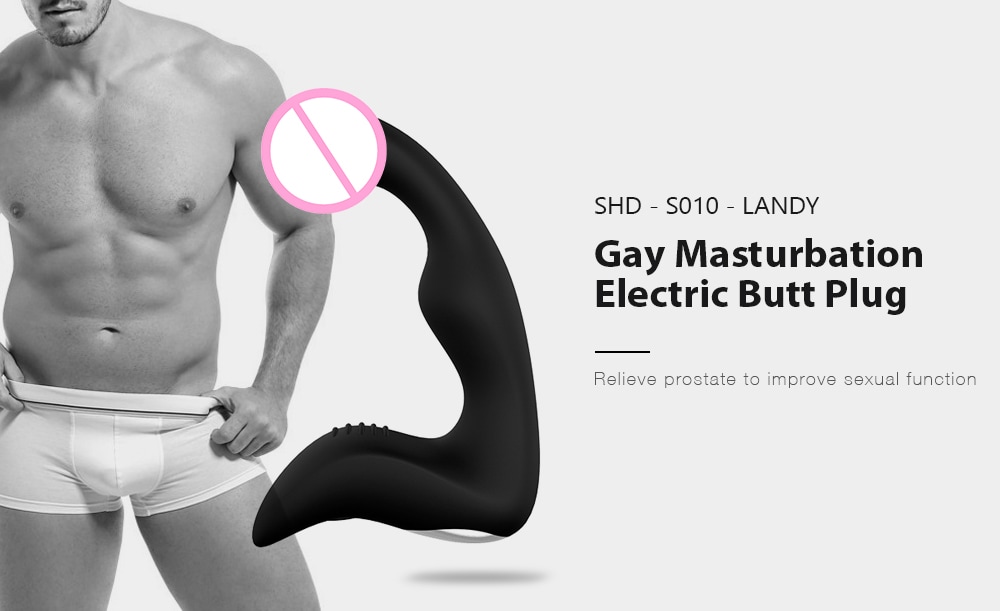 SHD - S010 - LANDY Gay Masturbation Electric Butt Plug - Black