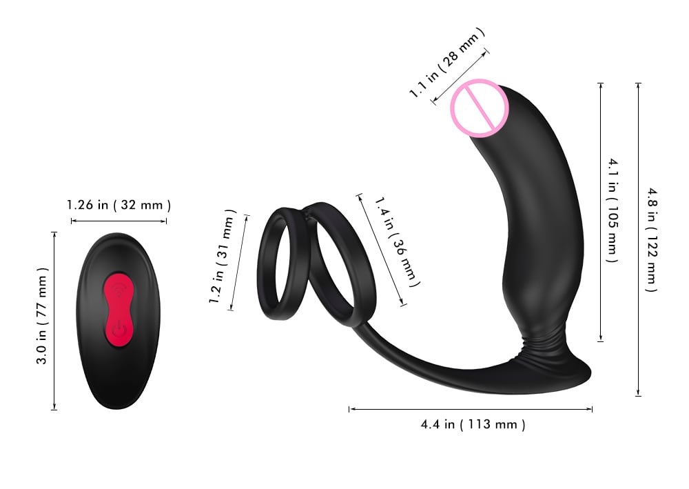 SHD - S122 - 2 Prostate Massager for Men's Sex Toys Remote Control- Black
