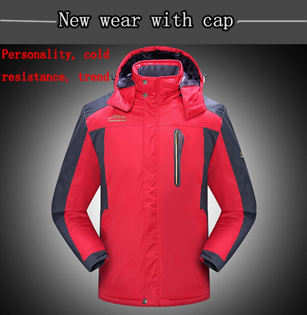Winter Men's Outdoor Windproof Plus  Large Size Warm Jacket- Black XL