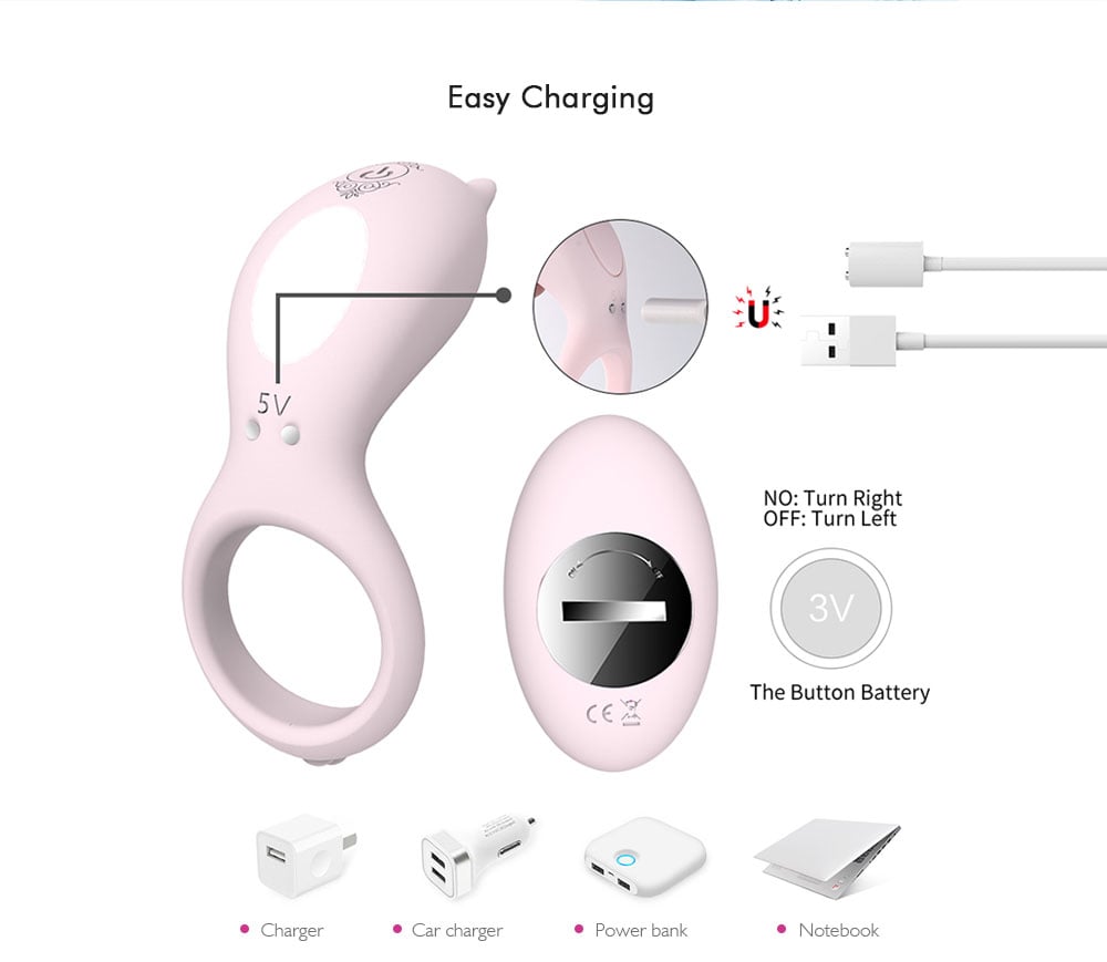 SHD - S084 - 2 CORA Male Electric Delayed Ejaculation Lock Ring  - Pink