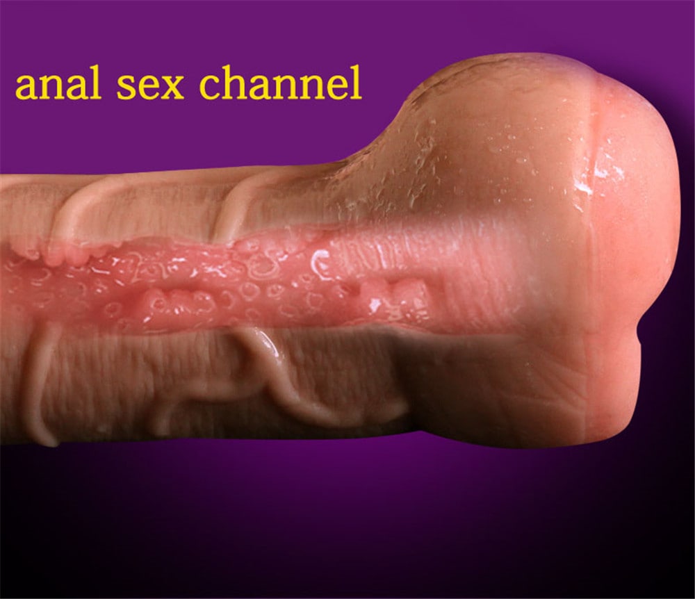 Super Realistic Dildo Soft Sex Male Masturbator Hollow Penis Sleeve for Couples- Apricot