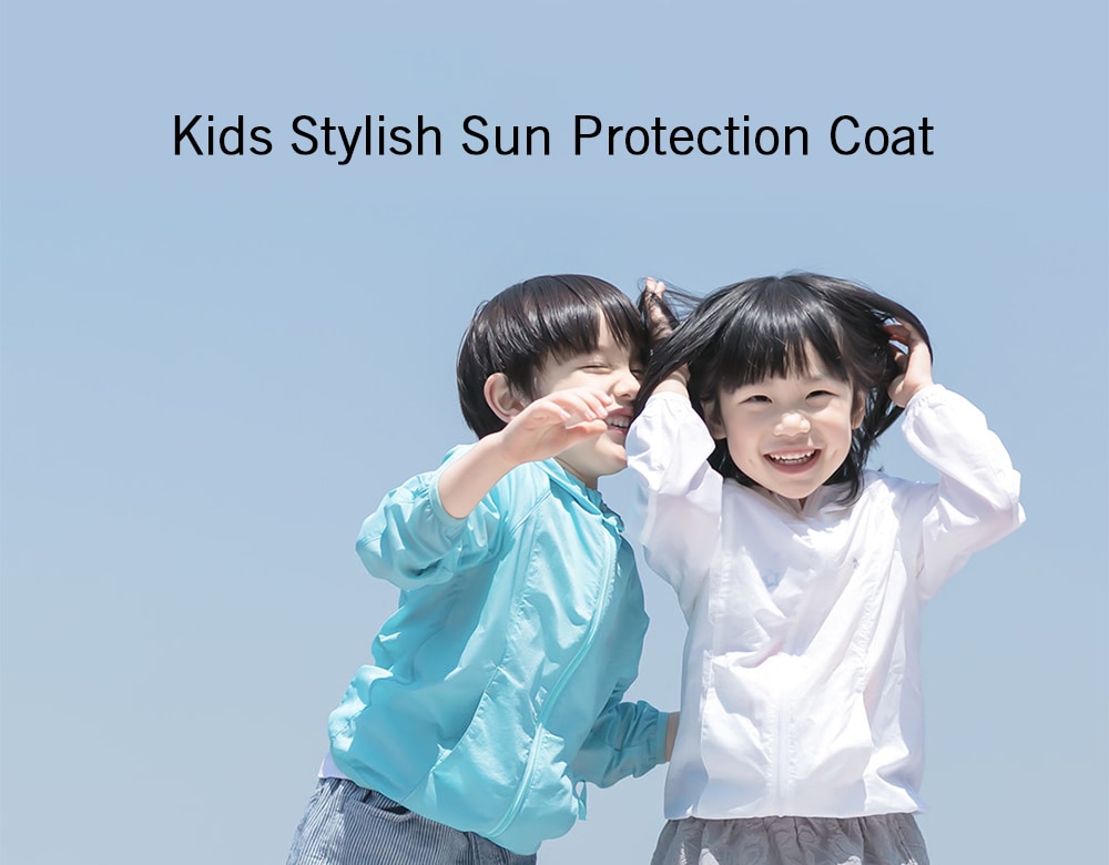 Stylish Breathable Lightweight Sun Protection Coat for Kids- White 130