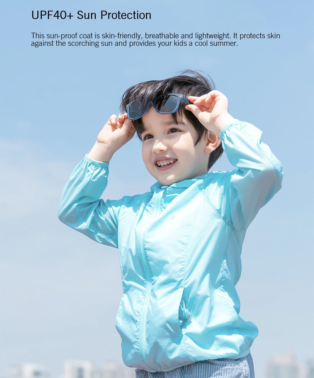 Stylish Breathable Lightweight Sun Protection Coat for Kids- White 130