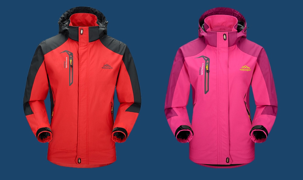 Couples Thin Water-proof Keeping Warm Sports Jacket for Women- Red M