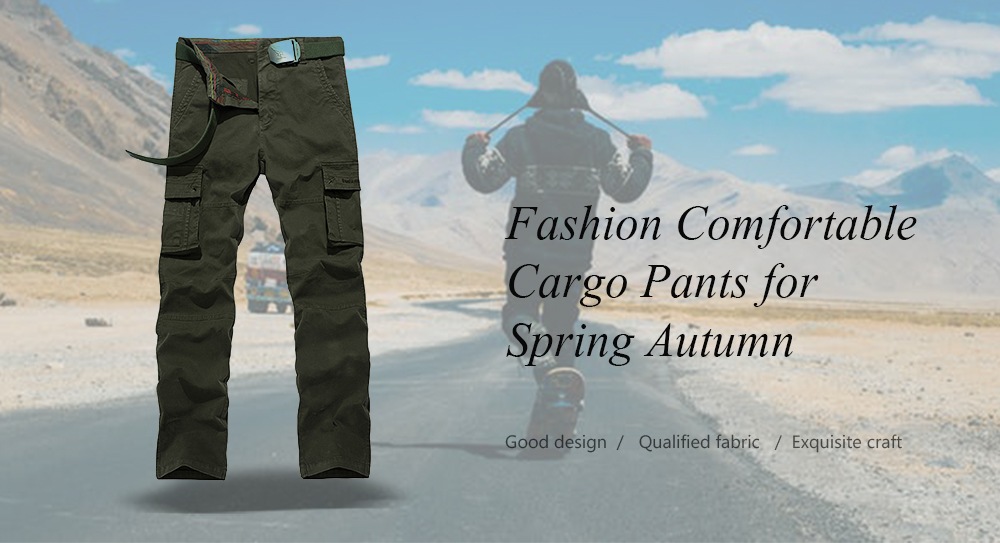 Simple Casual Cargo Pants for Men- Black 38