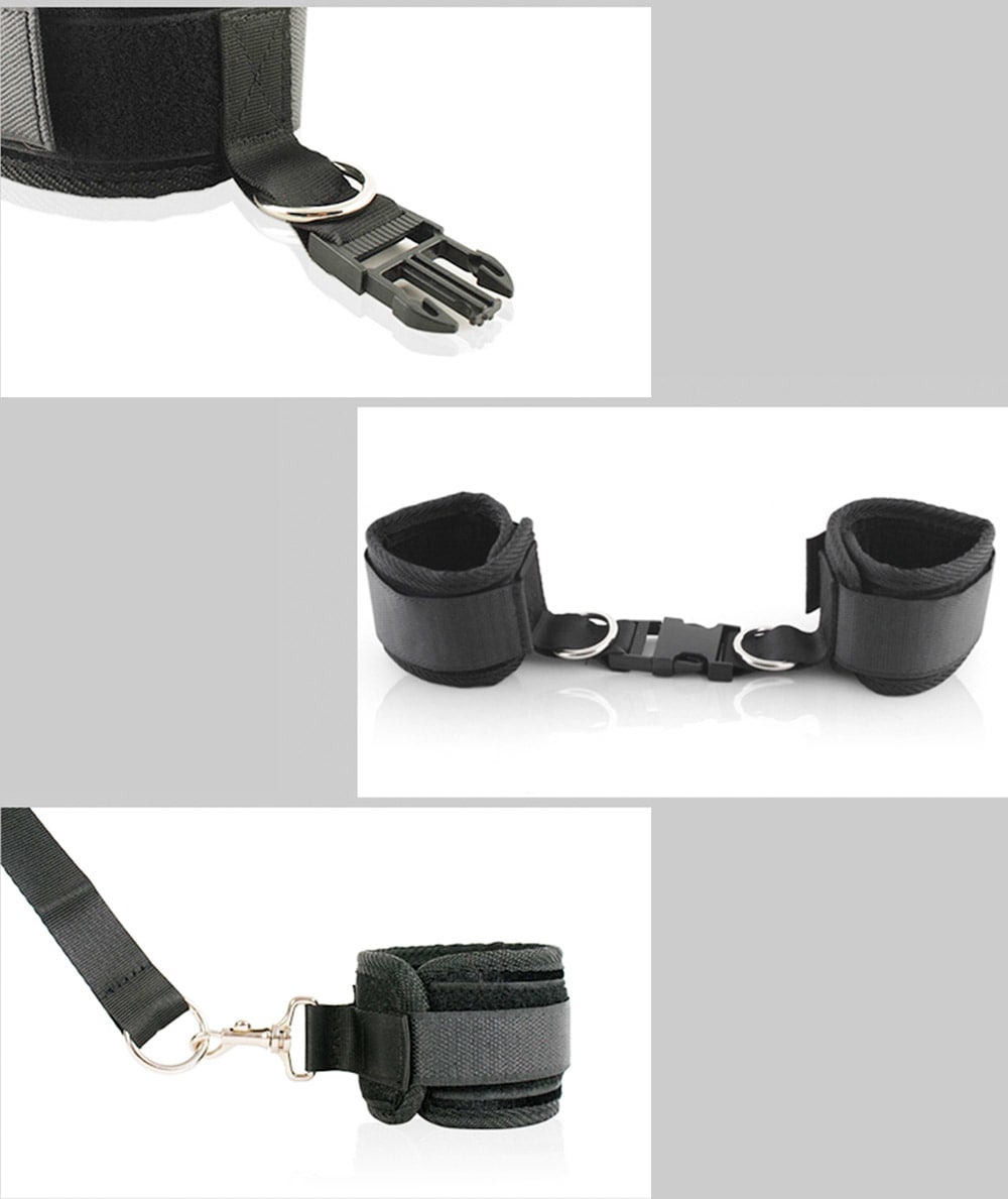 ROOMFUN 3 in 1 Bed Binding Bondage Kit Wrist Leg Cuff SM Product for Adult- Black