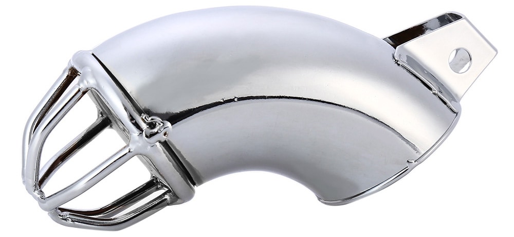RYCB - 001 45MM Lockable Penis Cage Stainless Steel Chastity Blet Cork Ring for Men- Silver