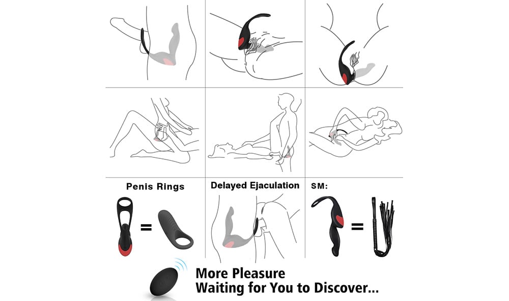 SHD - S070 - 2 Langer - 2 Prostate Massager Vibrator Remote Control 3 in 1- Black