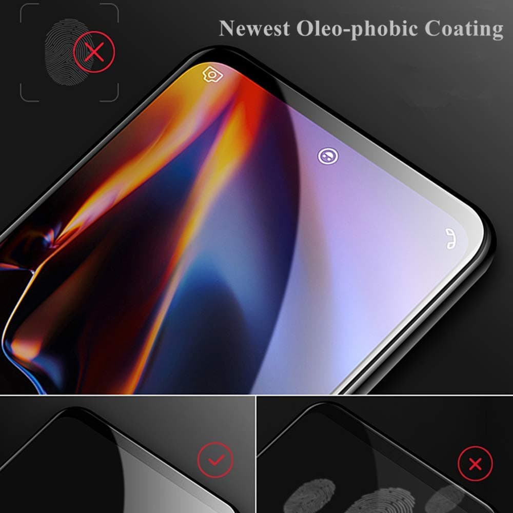 Soft Full Plating TPU Cover with Tempered Glass Screen Protector for OnePlus 6T- Blue