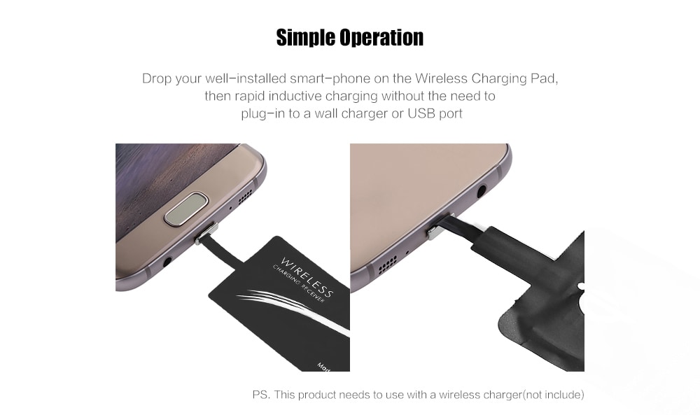 Type-C Wireless Charging Cover Receiver for Huawei P9 / P9 Plus / LG G5 / Xiaomi 4C / 4S / 5 / Nexus 5X / Nexus 6P- Black