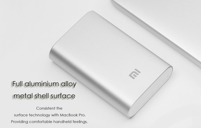 Original Xiaomi Pocket 10000mAh Mobile Power Bank High Capacity Portable Charger- Silver