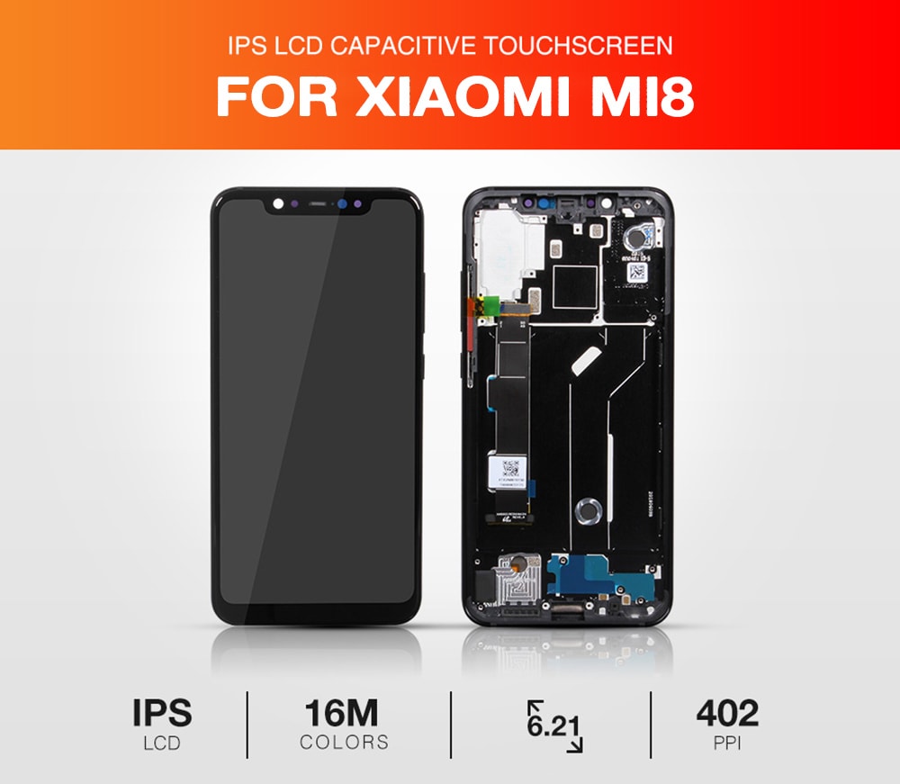 Xiaomi Touch LCD Screen Display Panel Replacement Repair Parts for Xiaomi Mi 8- Black