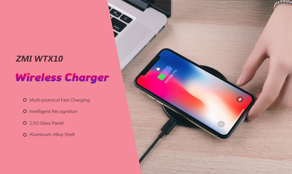 ZMI WTX10 Wireless Charger Multi-protocol Fast Charging Smart Identification Aluminum Alloy Shell ( Xiaomi Ecosystem Product )- White Single charger