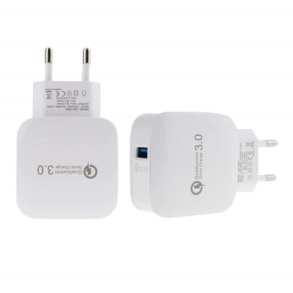 Quick Charge 3.0 USB Wall Charger Mini Travel Power Adapter for iPhone / Samsung- White