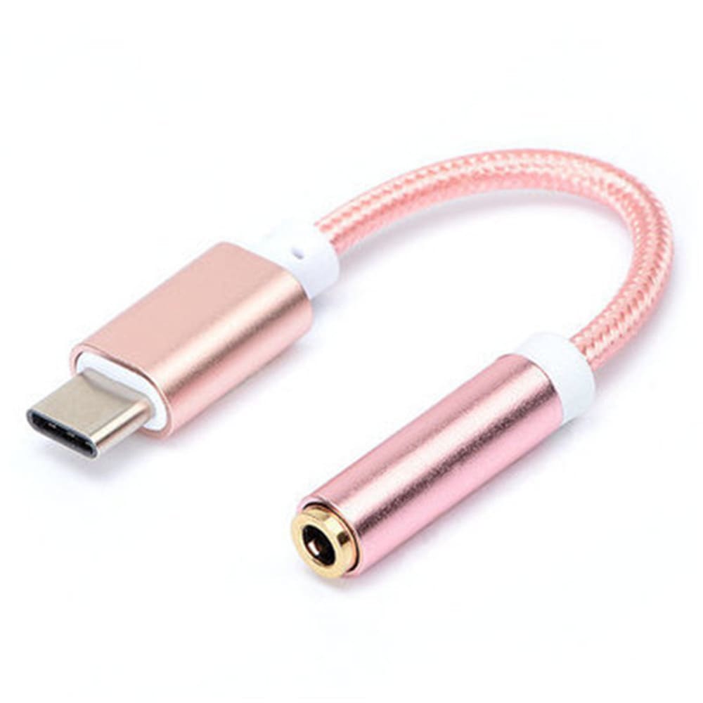 Type-C to 3.5 Earphone Adapter Type-C USB-C male to 3.5mm AUX audio female AUX Cable- Silver
