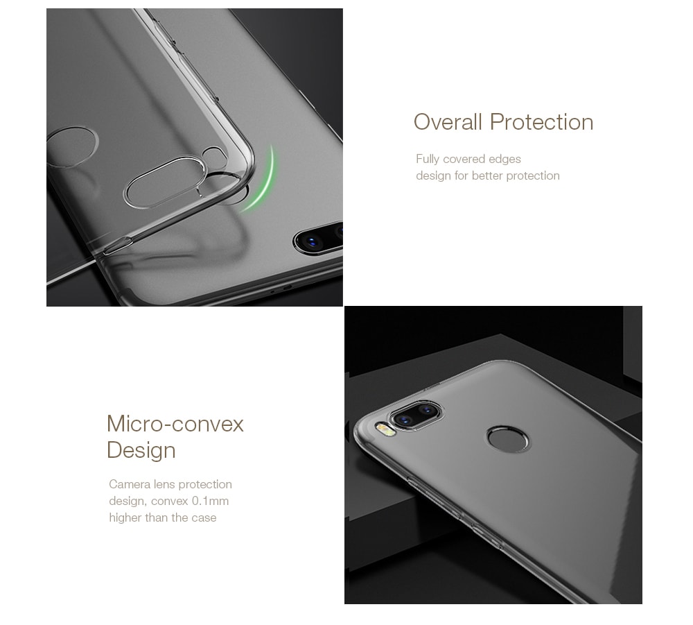 Transparent Soft TPU Clear Cover Case for Xiaomi Mi A1 / Mi 5X- Transparent