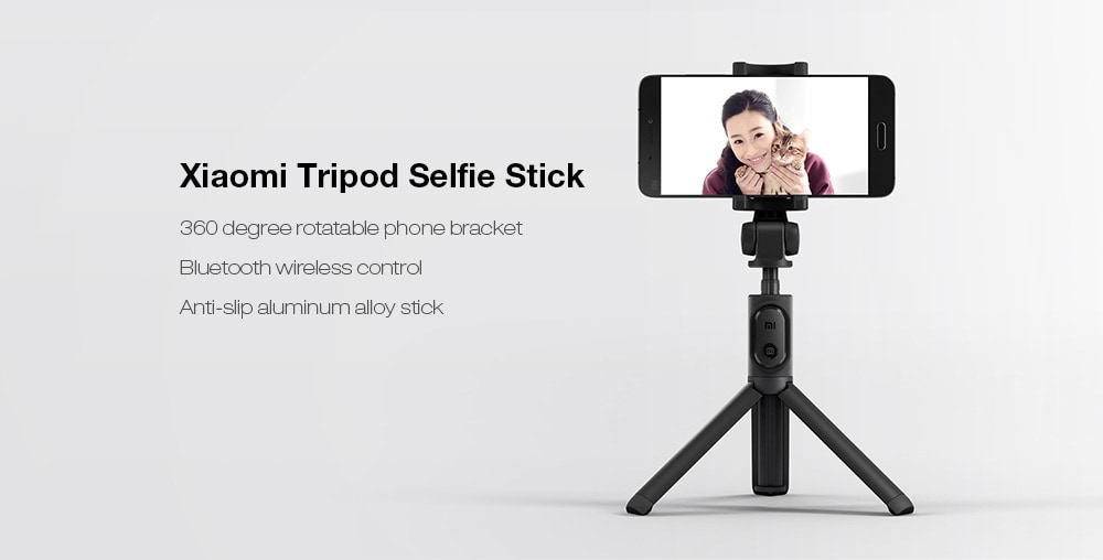 Xiaomi Tripod Mount Holder Selfie Stick Wireless Bluetooth 3.0 Remote Control- Gray