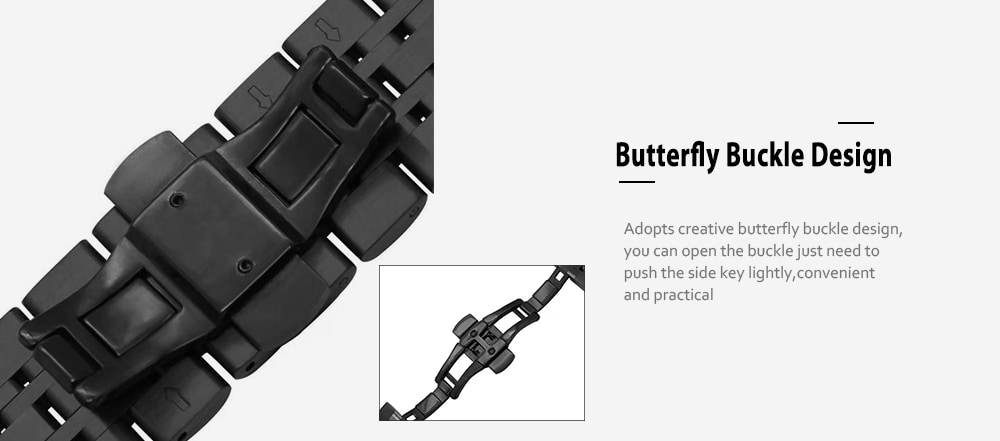 Stainless Steel Watchband Butterfly Buckle for Samsung Gear S3 Classic / Frontier- Black