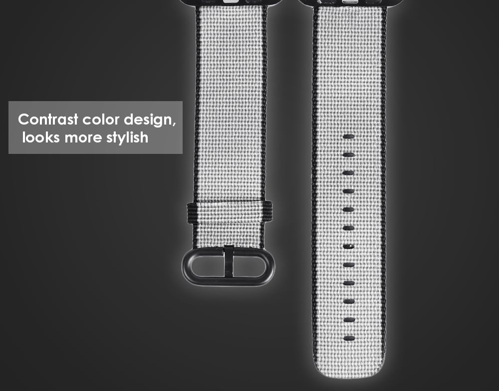Nylon Watch Strap Wristband Replacement Contrast Color for Apple Watch 42mm- Gray