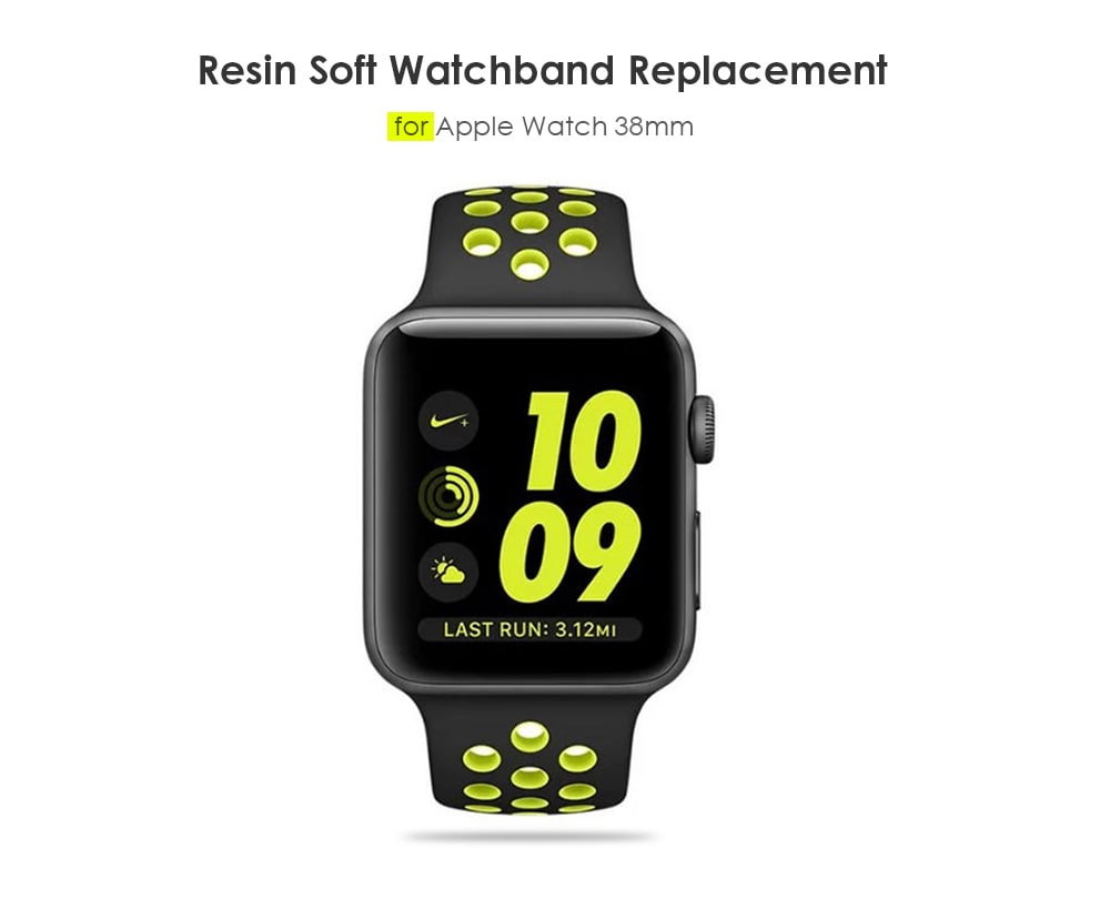 Soft Watch Band Air Holes Replacement Wristband for Apple Watch 38mm- Yellow