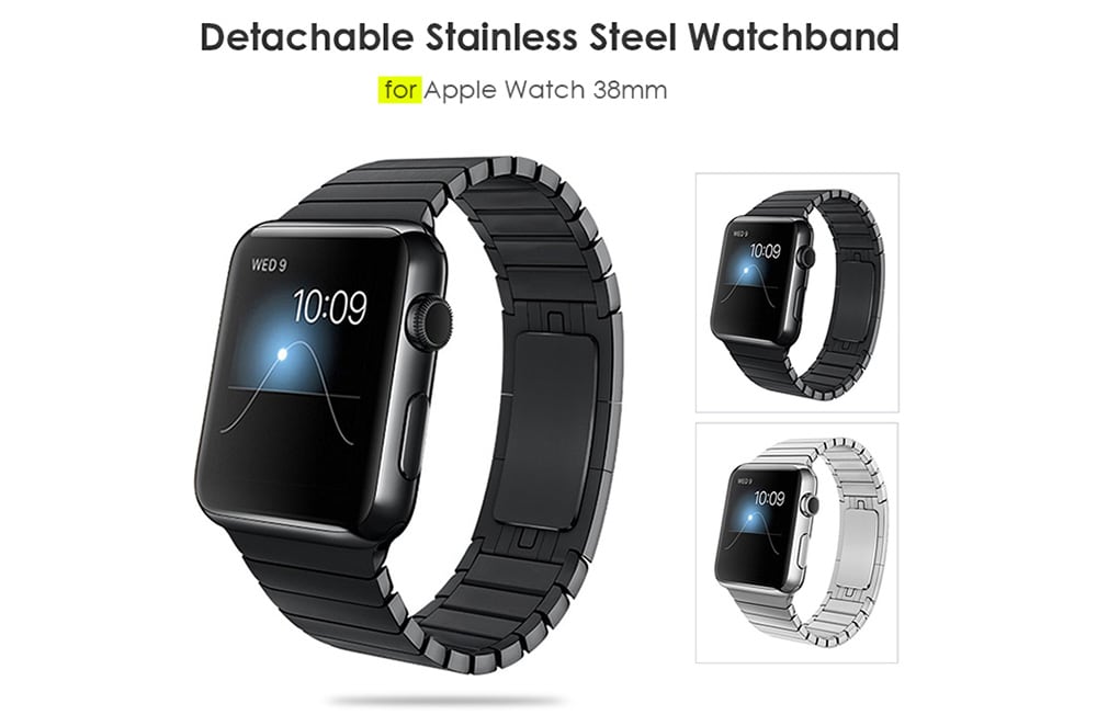 Detachable Stainless Steel Watchband for Apple Watch 38mm- Black