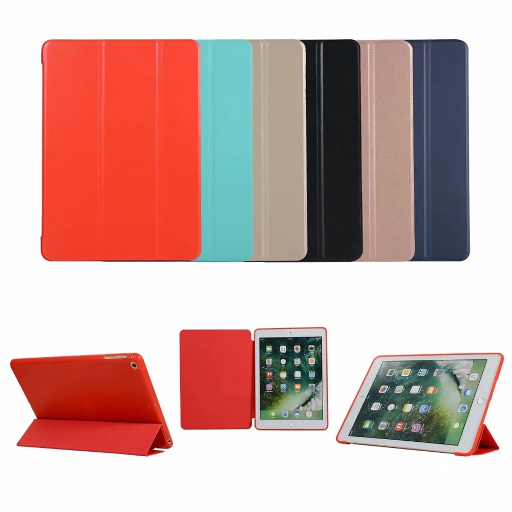 Silicone Soft Leather Smart Cover Case for iPad Air / Air 2 / 9.7 (2017) / (2018)- Rose