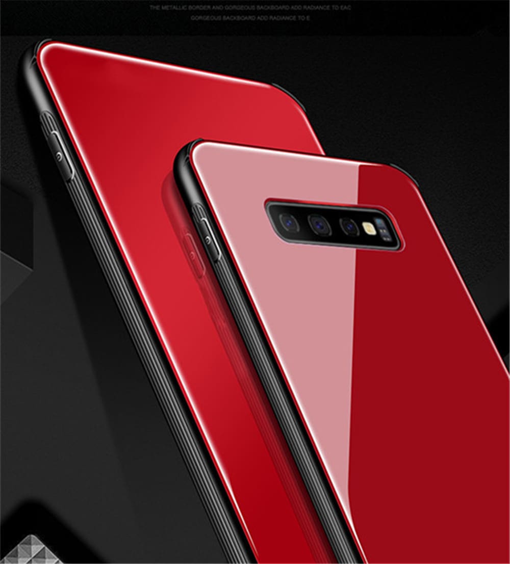TPU Edge Hard Tempered Glass Back Cover for Samsung Galaxy S10 Plus- Black