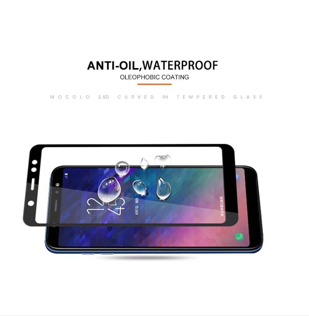 Screen Protector for Samsung Galaxy A6 2018 Explosion Proof Tempered Glass- Black