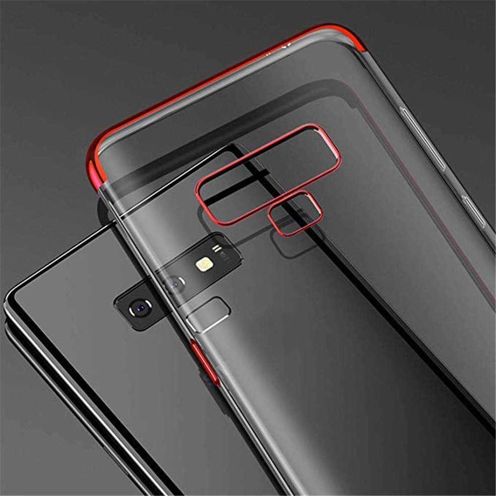 Slim Shock Clear TPU Plating Case Cover for Samsung Galaxy Note 9- Red