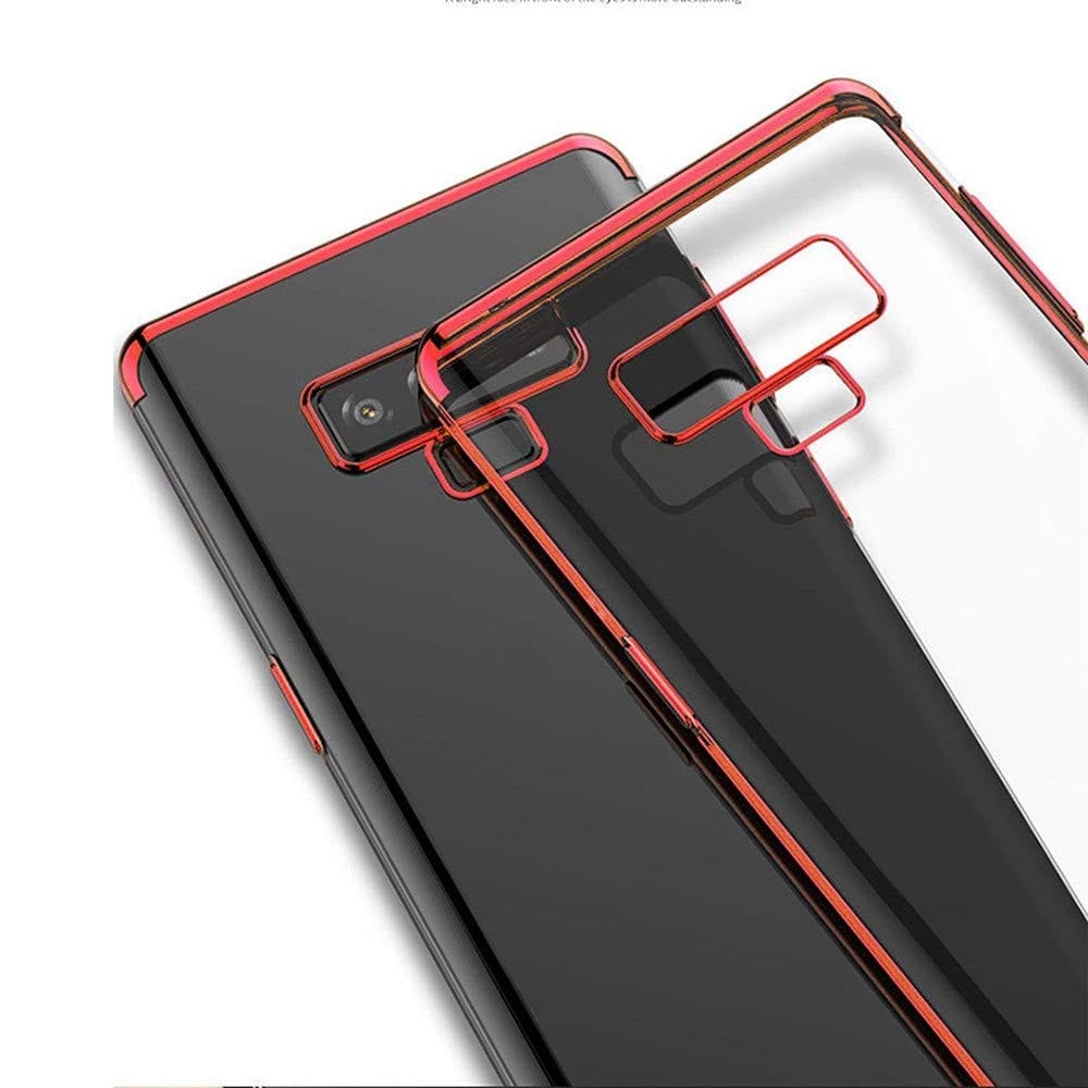 Slim Shock Clear TPU Plating Case Cover for Samsung Galaxy Note 9- Red