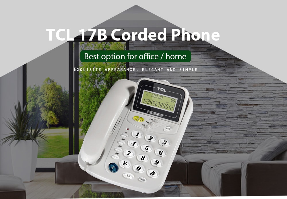 TCL 17B Corded Phone with Caller ID / Call Waiting / No Battery / Brightness Adjustment- Gray Goose