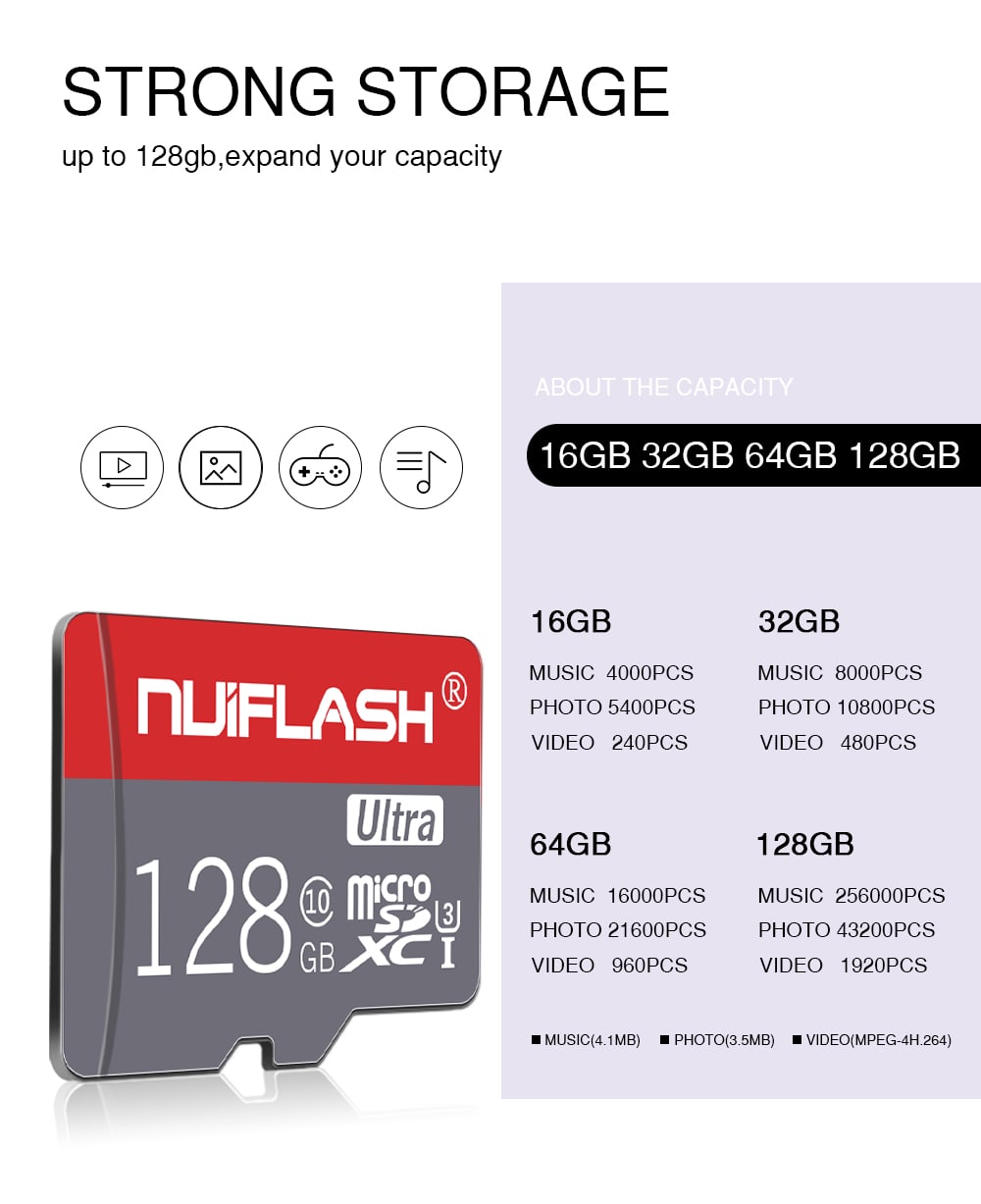 Nuiflash High Speed ​​TF / Micro SD Memory Card with Holder- Multi 16GB