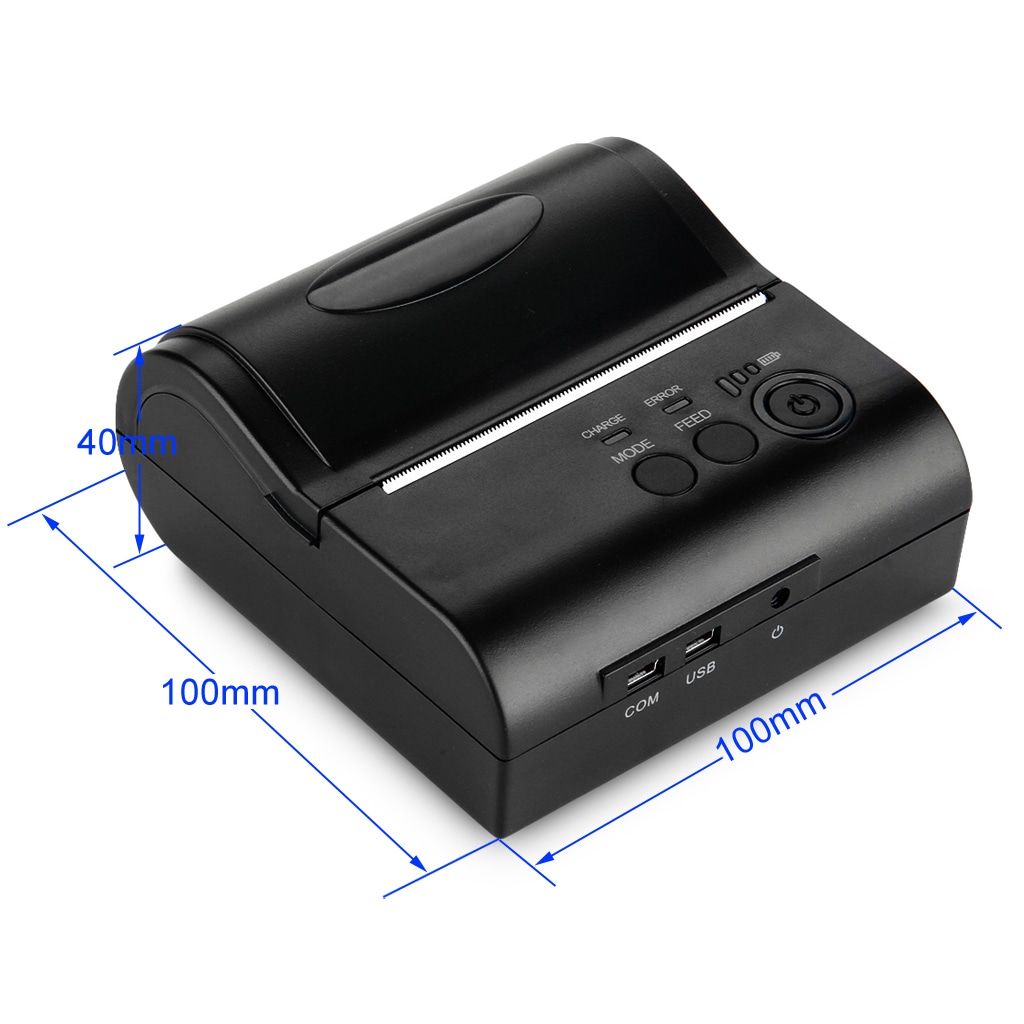 Portable Bluetooth Wireless 80mm Thermal Dot Receipt Printer DE- Black