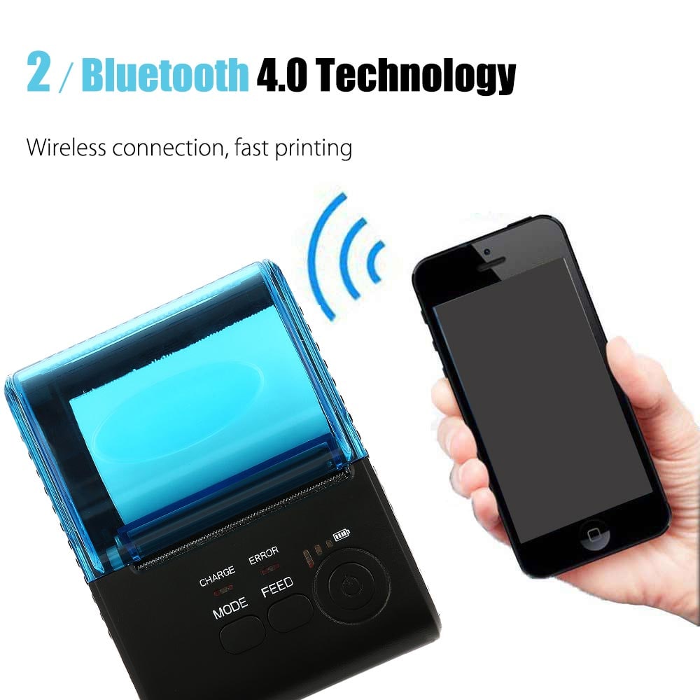ZJIANG ZJ - 5805 Portable 58mm Bluetooth Android 4.0 Thermal POS Printer- Black EU Plug