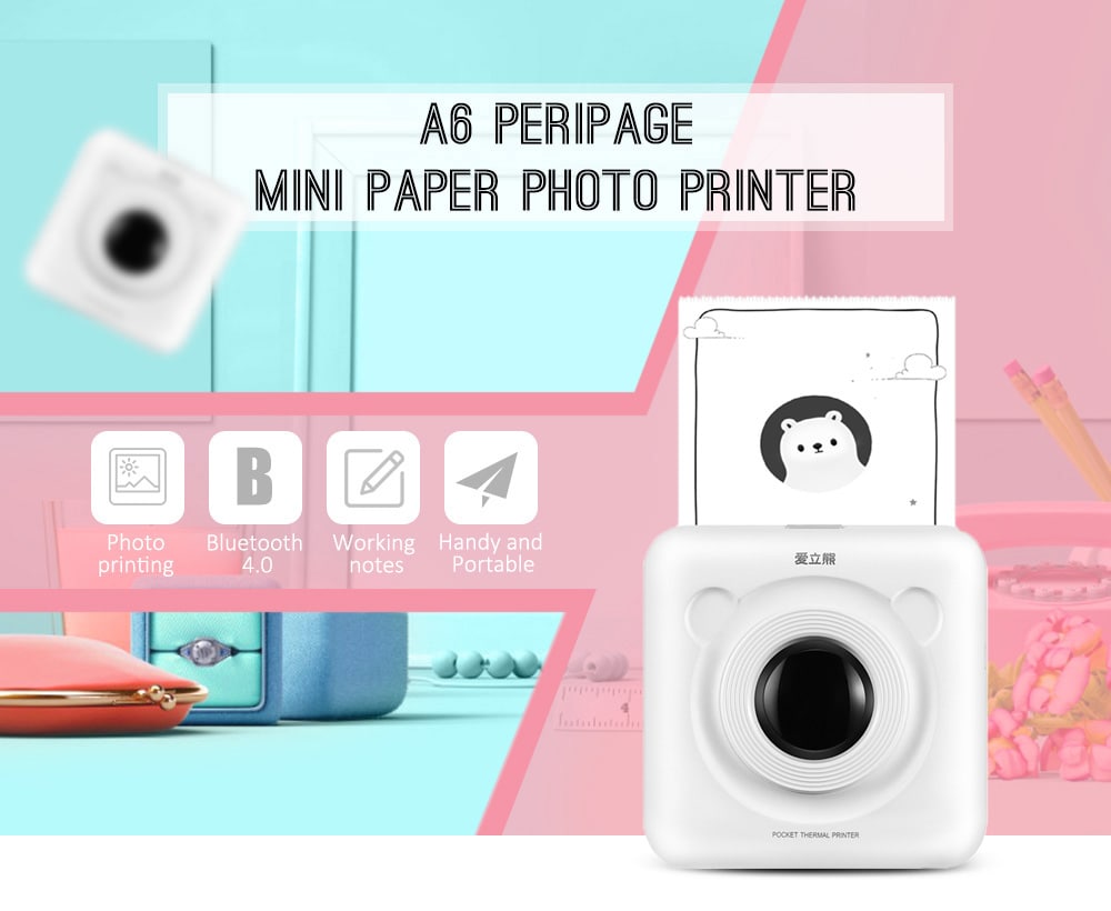 PeriPage A6 Mini Handheld Bluetooth Photo Printer- Sky Blue