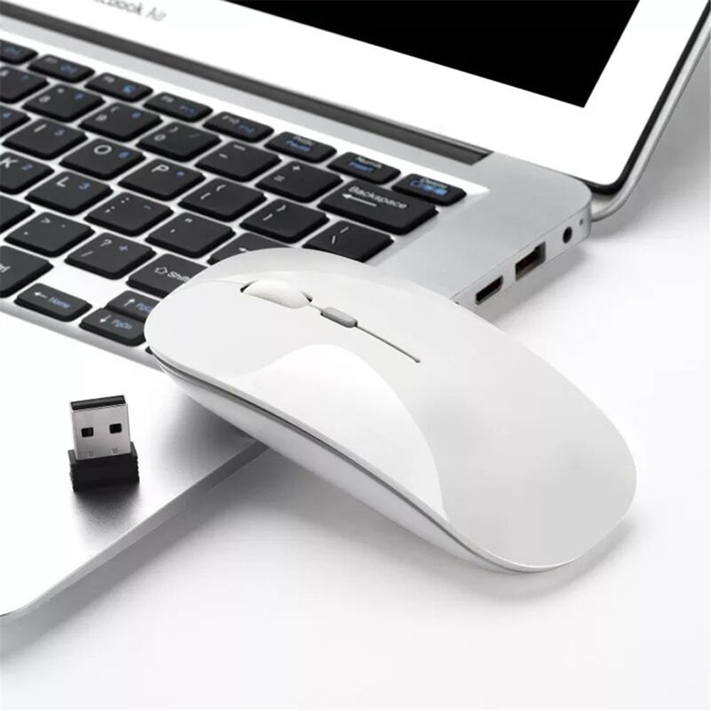 Rechargeable Wireless Mouse 2.4GHz Optical Ultrathin Mice for Computer Laptop- White
