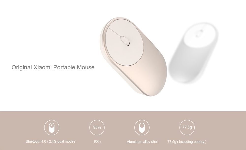 Original Xiaomi Portable Mouse with Bluetooth 4.0 / 2.4G Dual Mode- Dark Gray