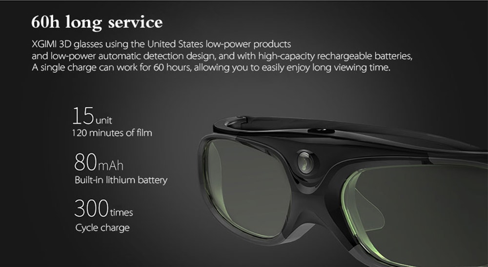 XGIMI DLP Link Shutter 3D Glasses for Z4 Aurora H1- Black