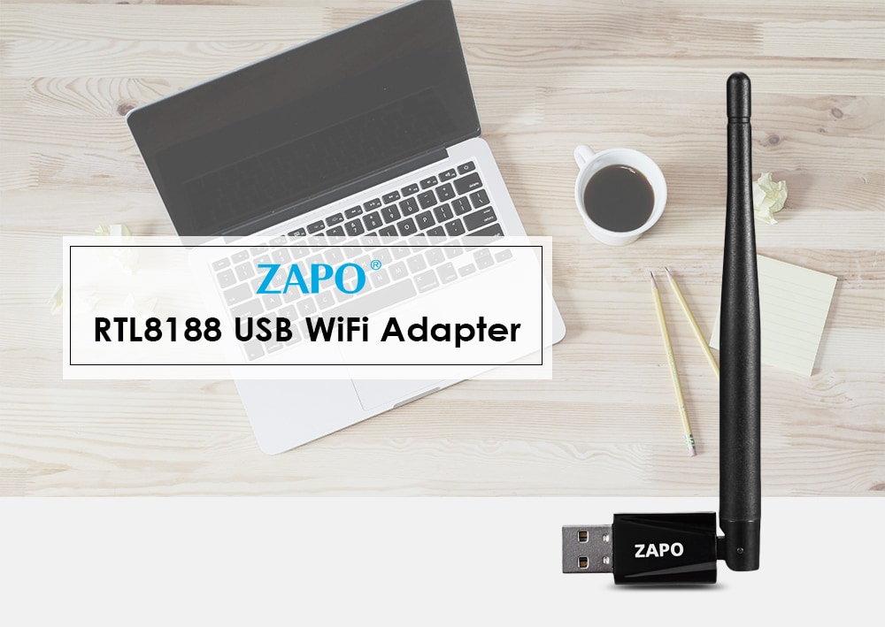 ZAPO RTL8188 USB WiFi Adapter 150M Portable Network Router 2.4GHz- Black