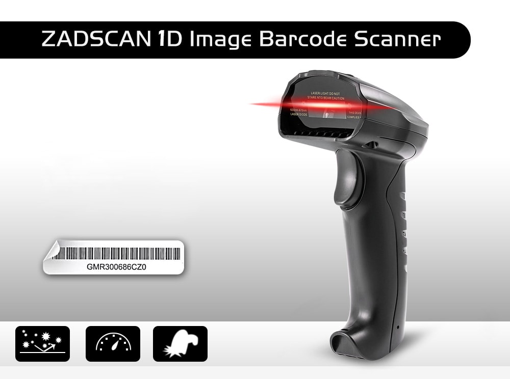 ZADSCAN BP8150BL Bluetooth 3.0 Wireless Barcode Scanner Handheld Bar-code Reader- Black