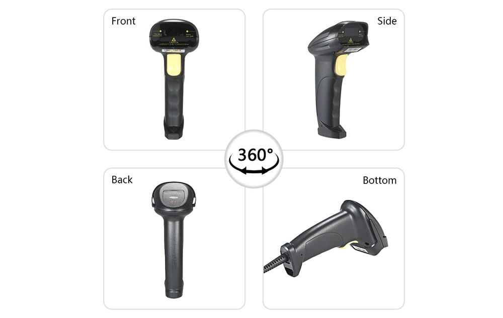 YHD - 8200+ Wired Barcode Scanner 1D Automatic Sensing Handheld Laser Bar Code Reader with USB Cable- Black