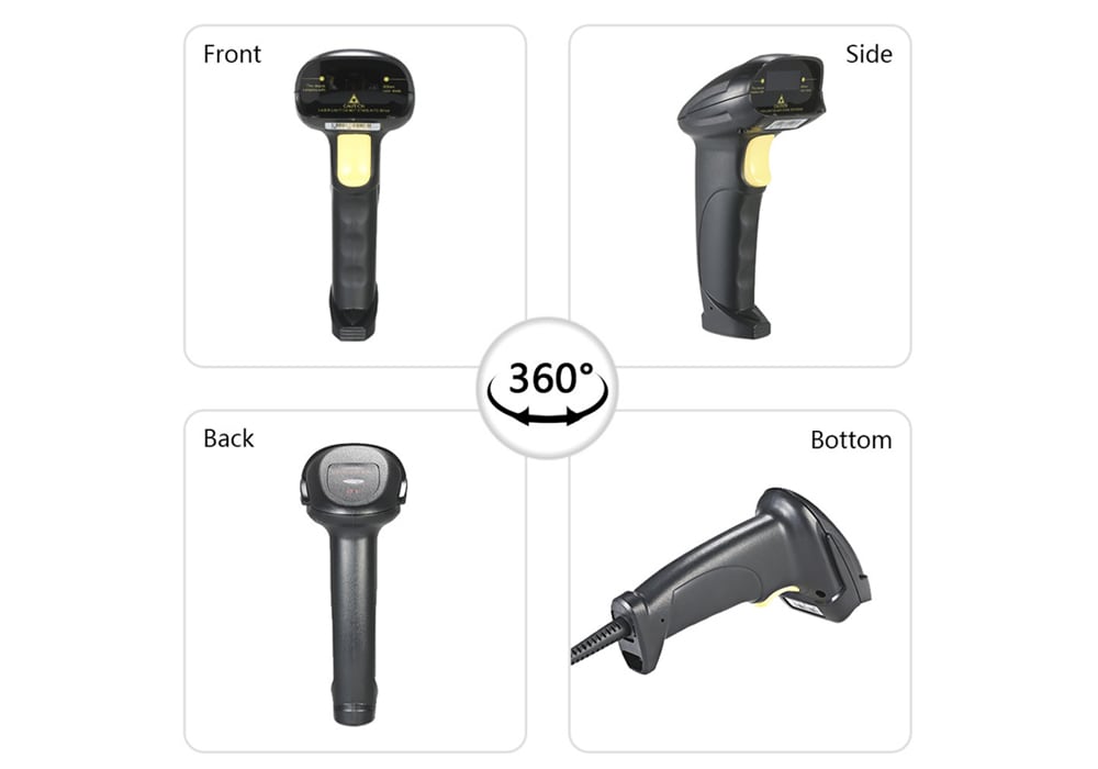 YHD - 8200 Wired Barcode Scanner 1D Automatic Sensing Handheld Laser Bar Code Reader with USB Cable- Black