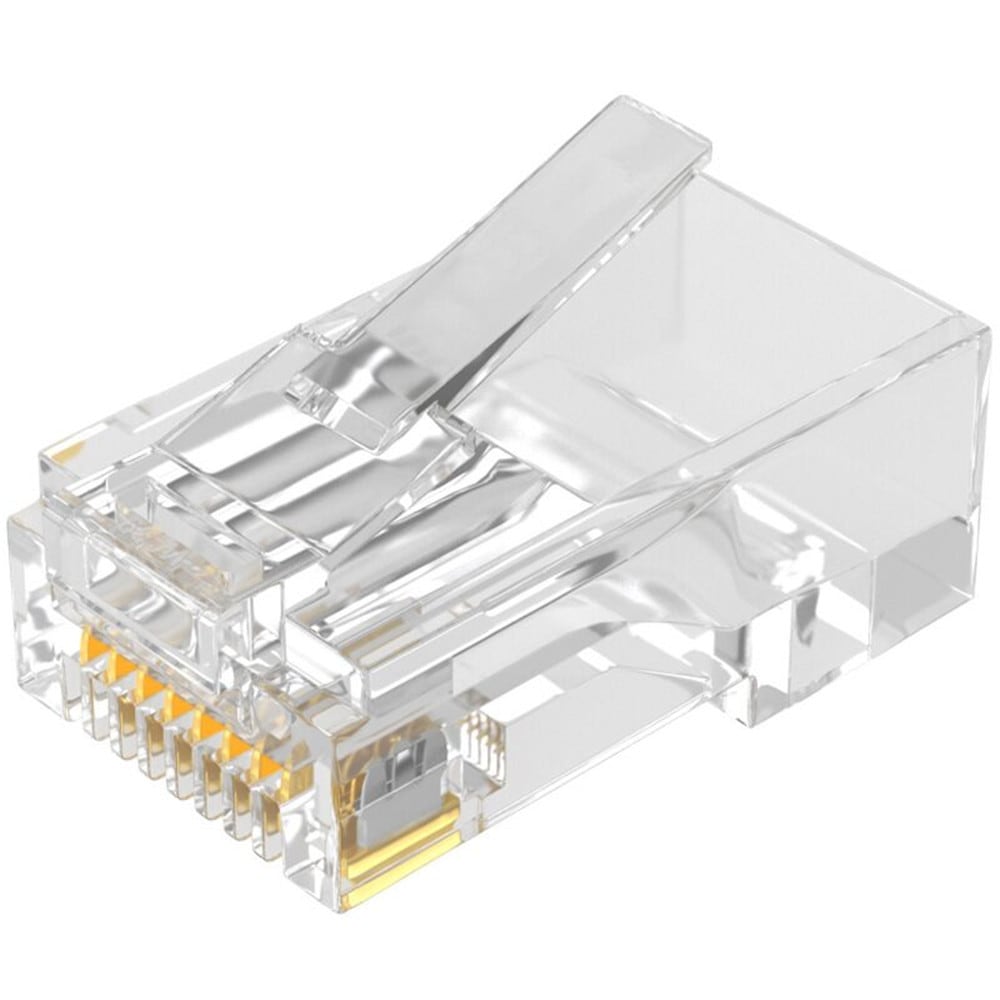 RJ45 Network Connector 8P8C Modular Ethernet Cable Head Plug Gold- White 50 only