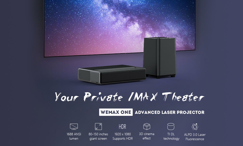 WAMAX ONE PRO FMWS02C ANSI Lumens Laser Projector- Mirror Black