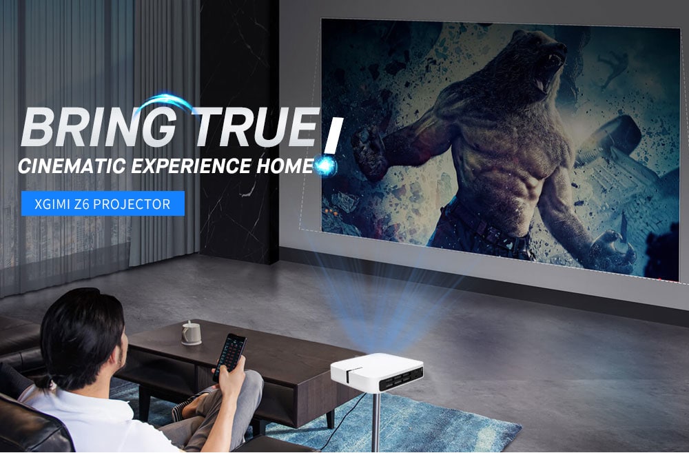 XGIMI Z6 700 Ansi Lumens DLP Projector Home Theater 1080P Full HD Support 3D WiFi Mirroring Display- White