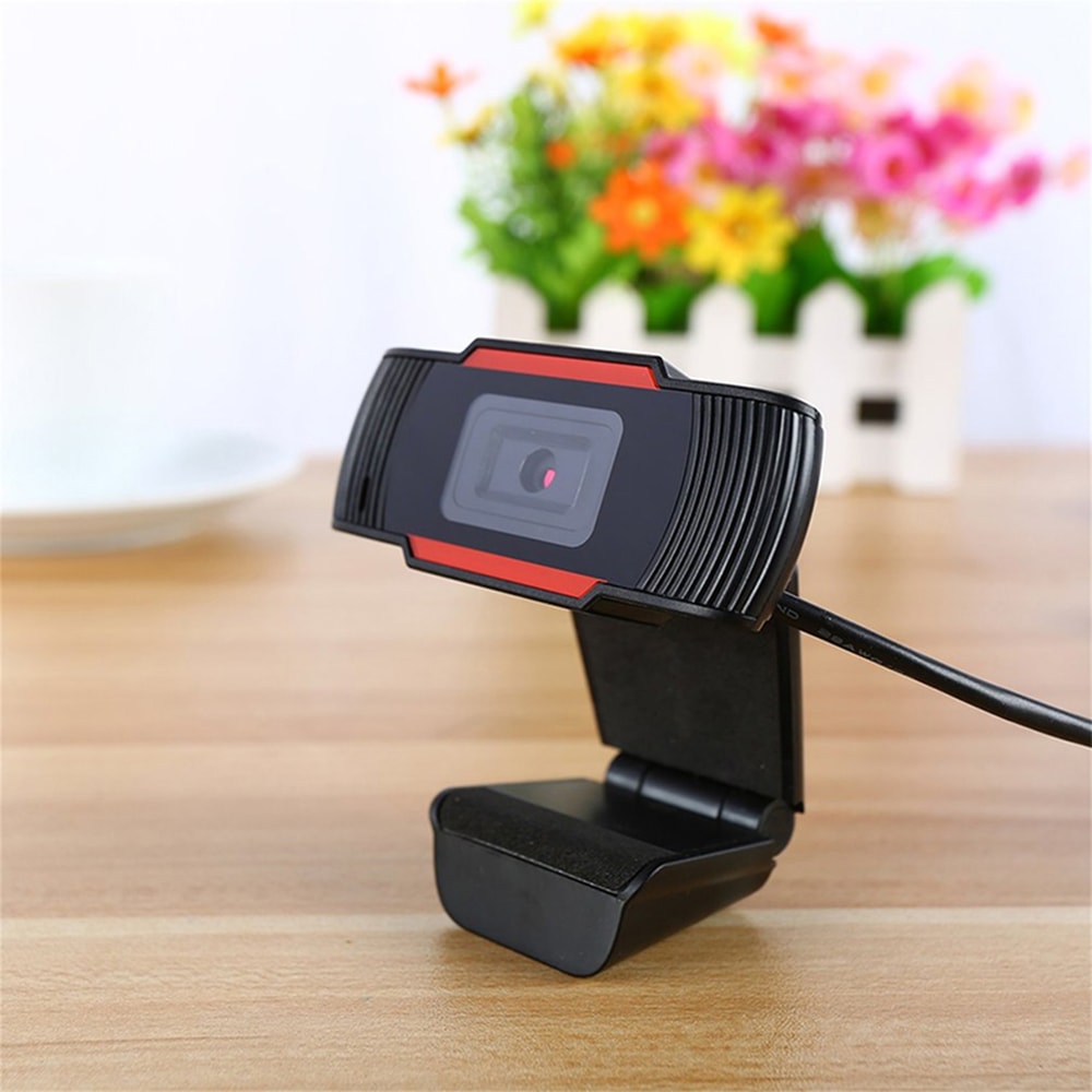 Rotatable HD Webcams 640*480 480P 12.0MP Computer Web Cam Camera with Microphone- Black