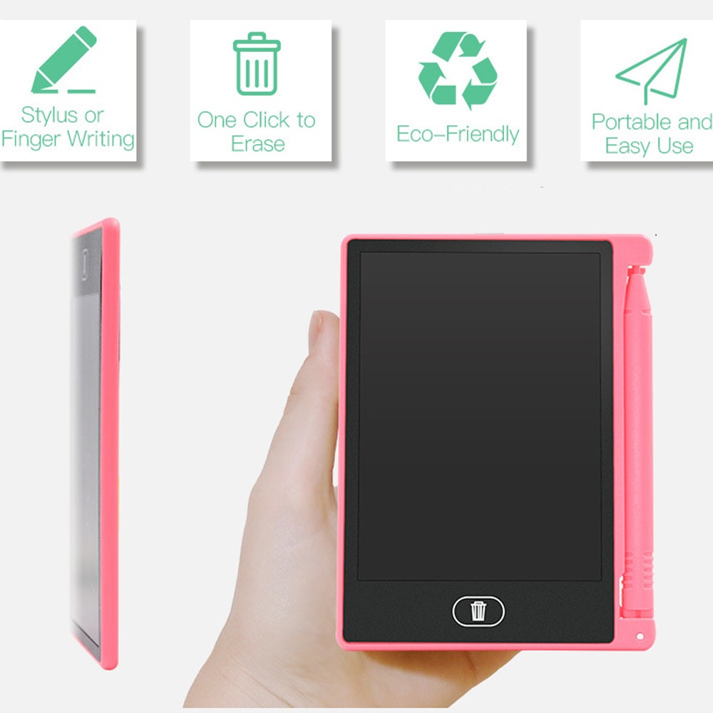 Portable Mini 4.4 Inch LED Blackboard Children's Drawing Message Board- Light Pink