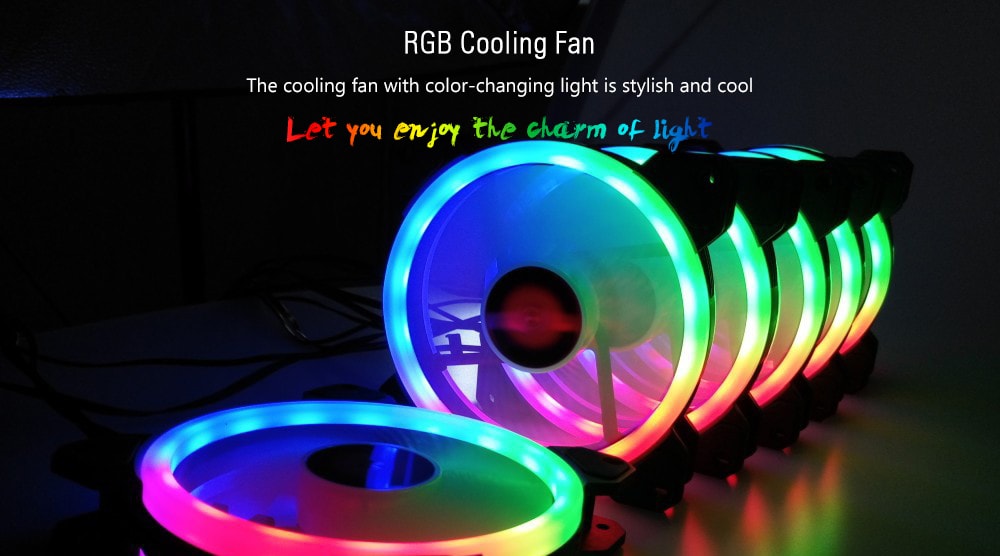 12cm RGB Desktop Computer Mute Cooling Fan 4pcs with Remote - White
