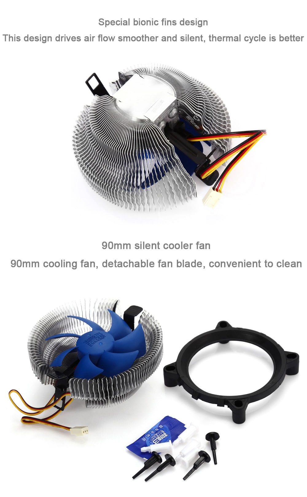 PCCOOLER Qingniao 3 Desktop CPU Cooling Fan Compatible with Intel / AMD- Silver and Blue